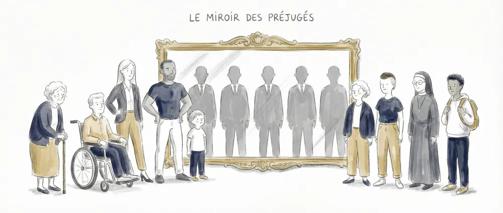 Illustration détaillée formation déconstruction des préjugés